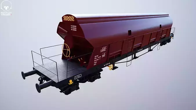 Tadds Bulk Cargo Railcar Low-poly 3D model 7