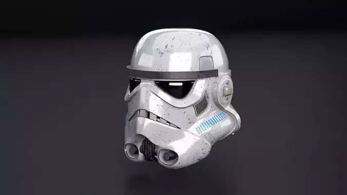 Stormtrooper White Damaged Helmet Low-poly 3D model