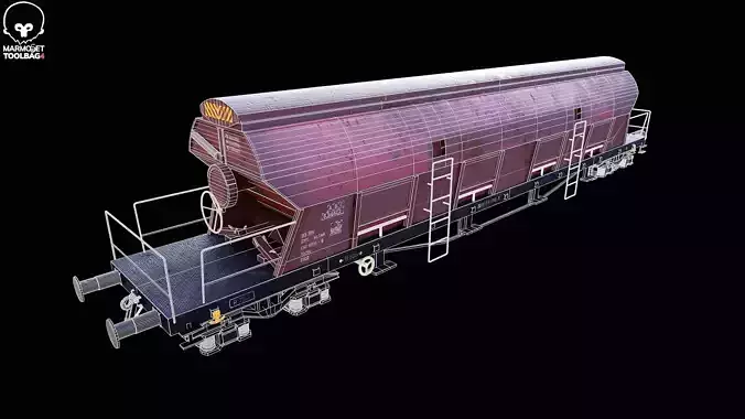 Rusted Tadds Bulk Cargo Railcar Low-poly 3D model 3