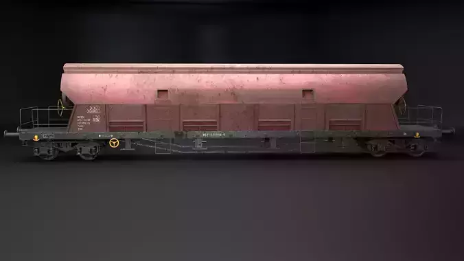 Rusted Tadds Bulk Cargo Railcar Low-poly 3D model 5