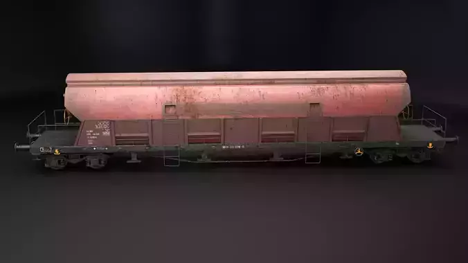 Rusted Tadds Bulk Cargo Railcar Low-poly 3D model 7