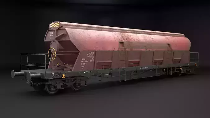Rusted Tadds Bulk Cargo Railcar Low-poly 3D model 6
