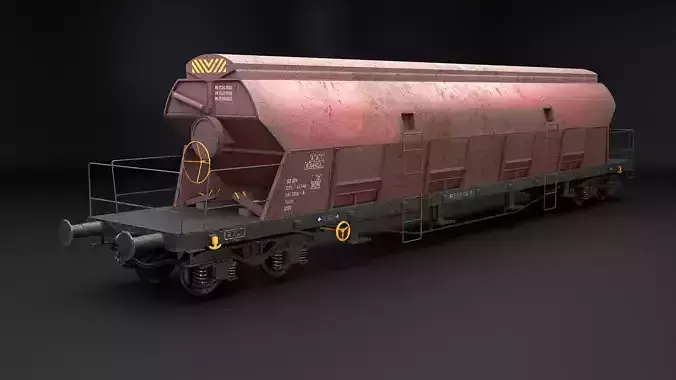 Rusted Tadds Bulk Cargo Railcar Low-poly 3D model 4