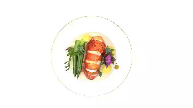 Butter Poached Lobster Tail Low-poly 3D model 3