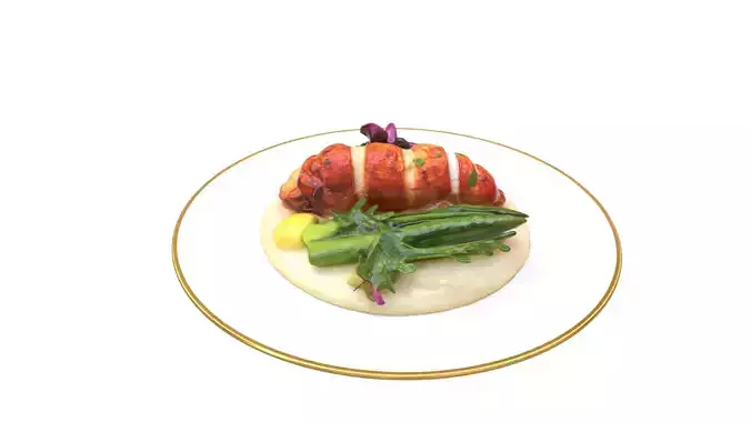 Butter Poached Lobster Tail Low-poly 3D model 5
