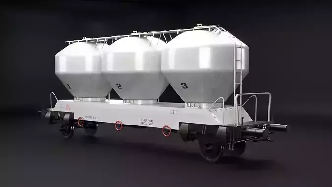 UGPPS Grain Hooper Railroad Car Low-poly 3D model 2