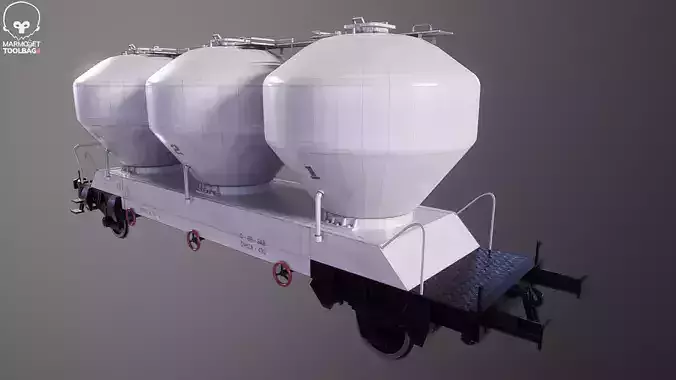 UGPPS Grain Hooper Railroad Car Low-poly 3D model 6