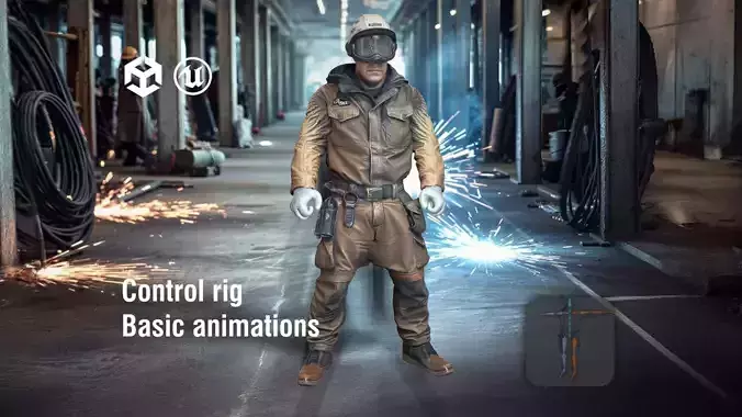 Rugged Construction Installer Welder 3D Character