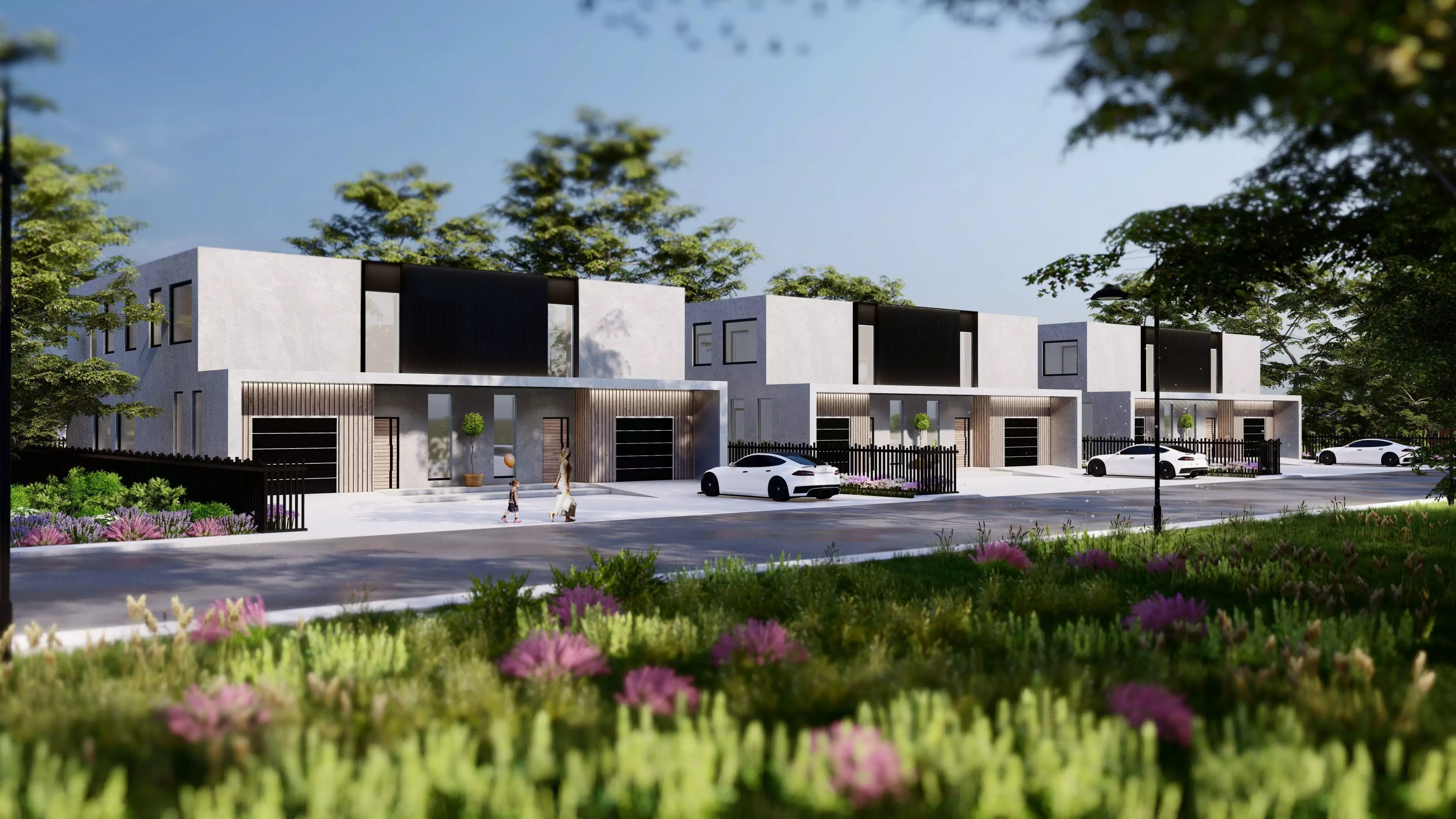 Modern Duplex House 3D Model Residential Architecture Exterior 3D model