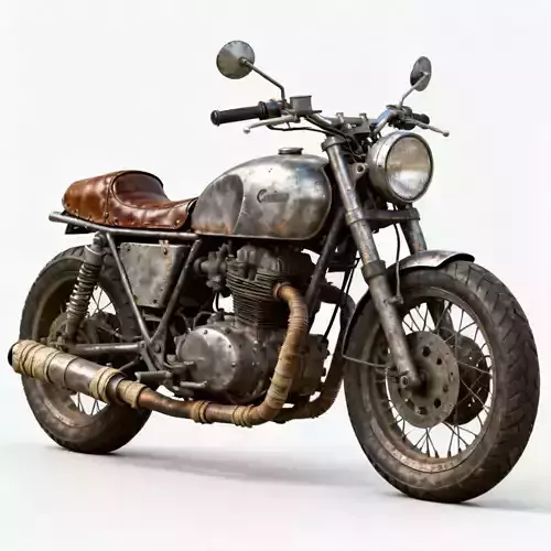 Vintage Rusty Cafe Racer Motorcycle 3D Model