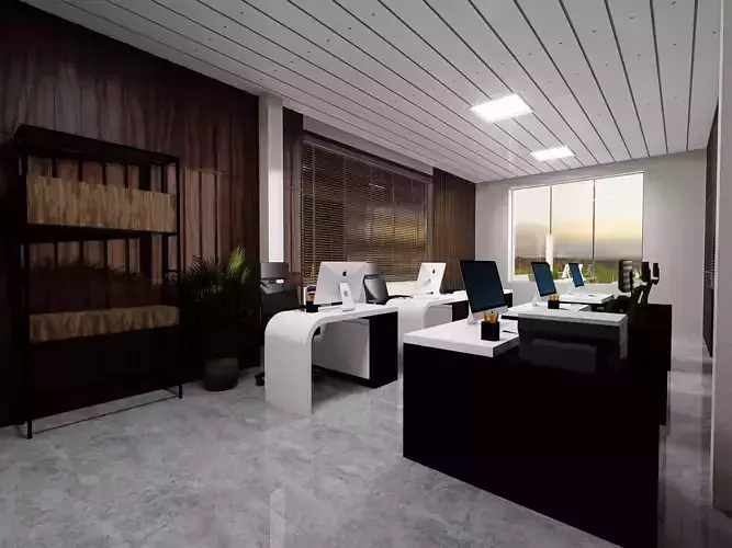 Office Building interior and exterior - REVIT PROJECT 3D model 6