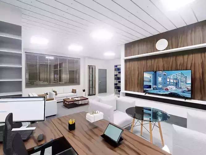 Office Building interior and exterior - REVIT PROJECT 3D model 4