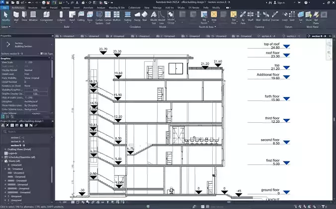 Office Building interior and exterior - REVIT PROJECT 3D model 2