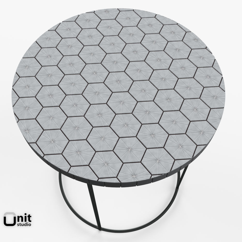 Mosaic Tiled Side Table by West Elm 3D model_2