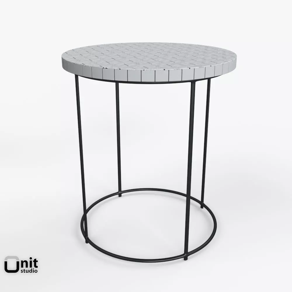 Mosaic Tiled Side Table by West Elm 3D model_0