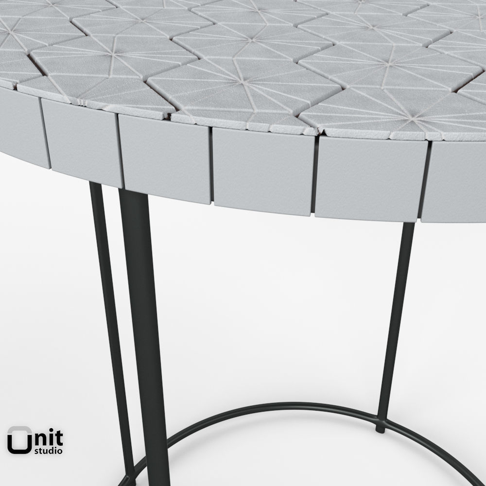 Mosaic Tiled Side Table by West Elm 3D model_4