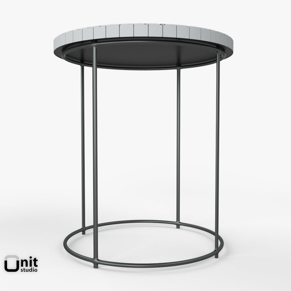 Mosaic Tiled Side Table by West Elm 3D model_1