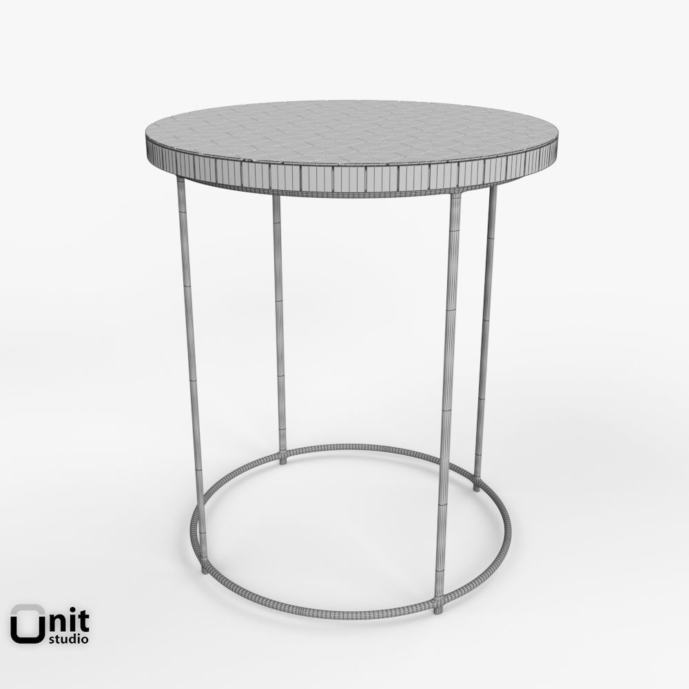 Mosaic Tiled Side Table by West Elm 3D model_6