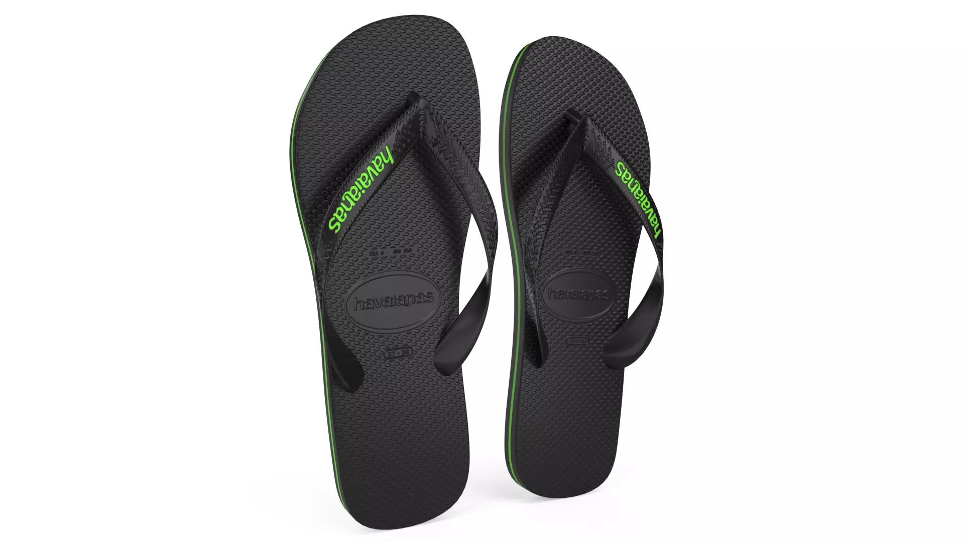 Black and Green Havaianas - Realistic Flip Flops Low-poly 3D model