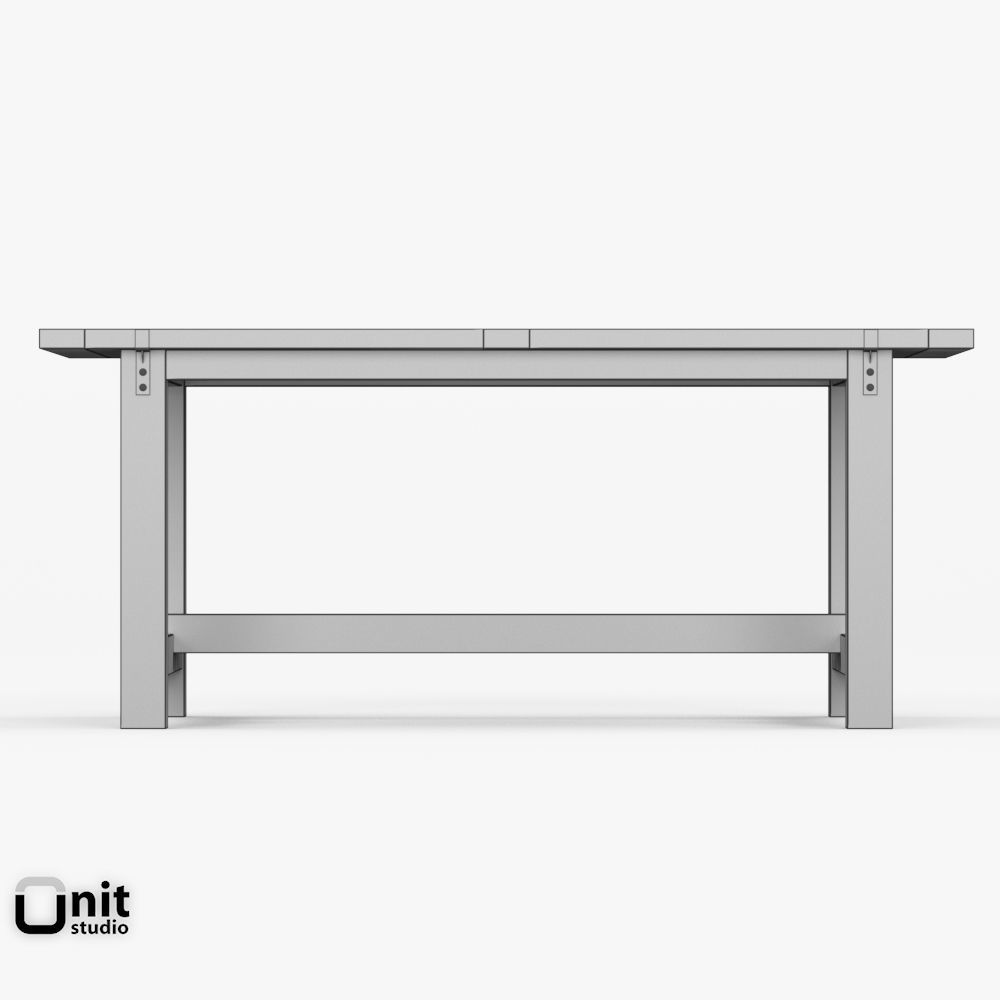 Reclaimed WoodZincTop Strap Rectangular Dining Table by Rest 3D model
