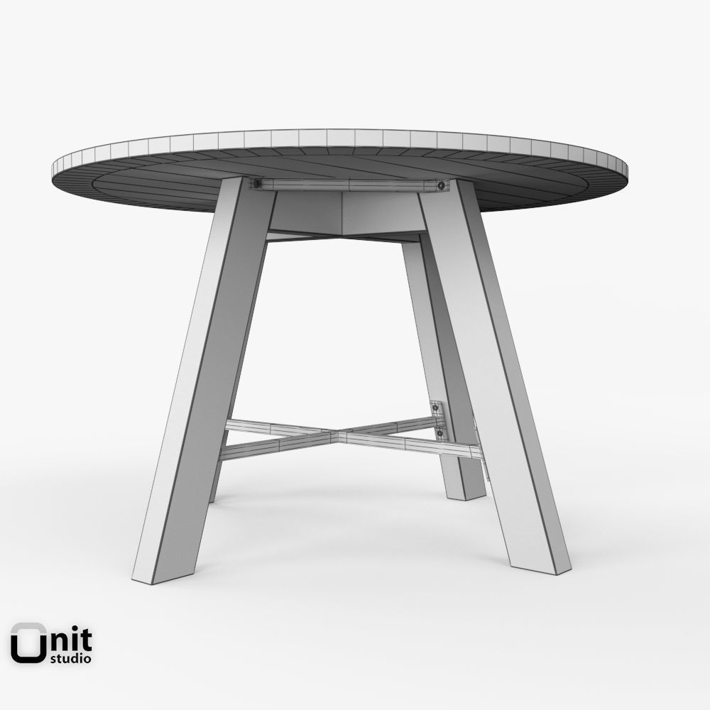 Zinc-Top Railway Trestle Round Dining Table by Restoration Hardw 3D model_10