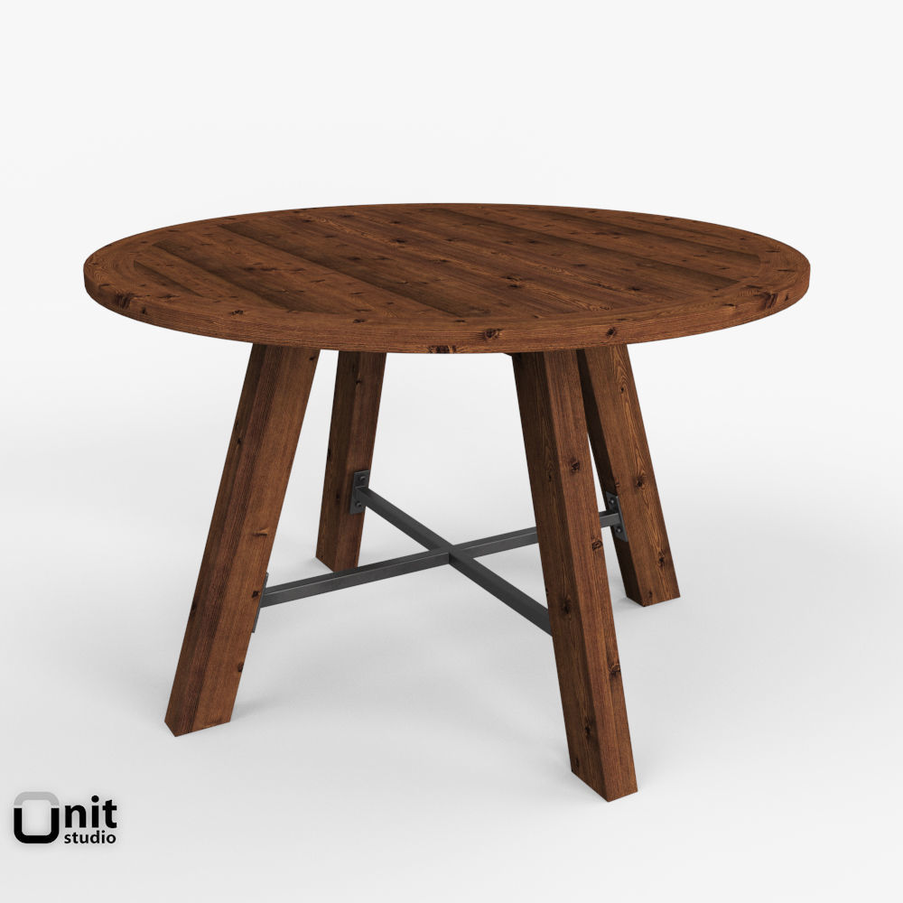 Zinc Top Railway Trestle Round Dining Table By 3d Model 1 Zinc Top Railway Trestle Round Dining Table By Restoration Hardw 3d Model Max Obj 3ds