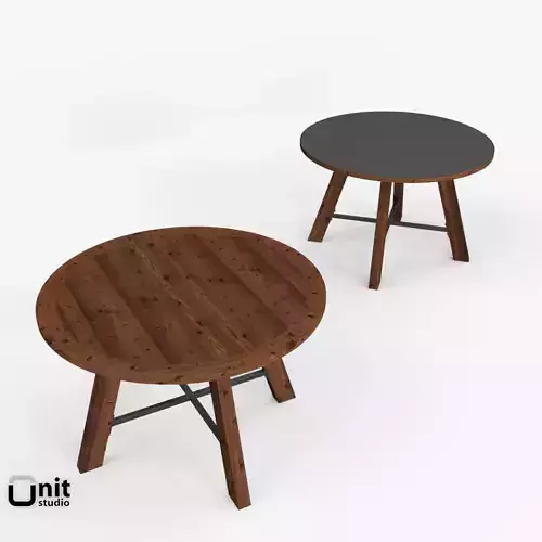 Zinc-Top Railway Trestle Round Dining Table by Restoration Hardw