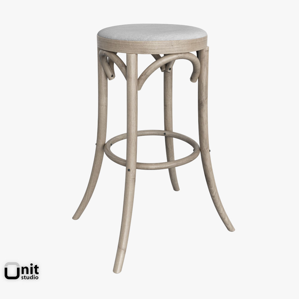 Madeleine Fabric Stool by Restoration Hadrware 3D model_2