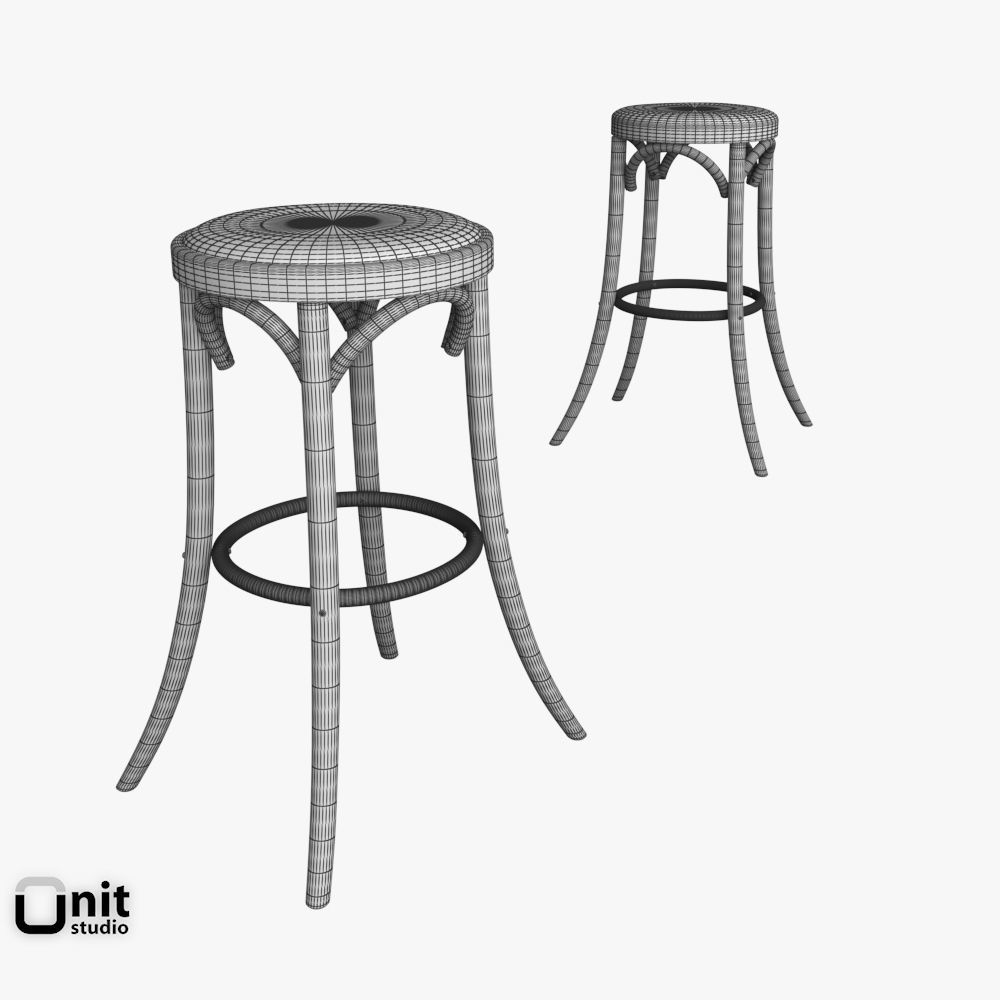Madeleine Fabric Stool by Restoration Hadrware 3D model_6