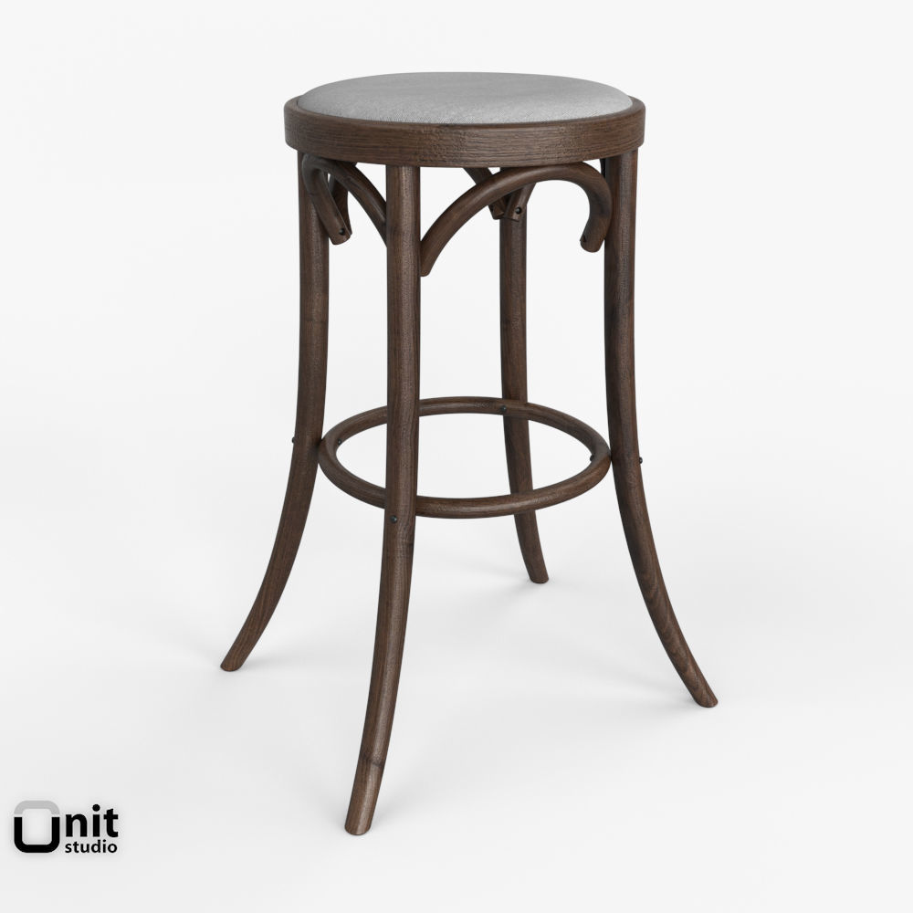 Madeleine Fabric Stool by Restoration Hadrware 3D model_1
