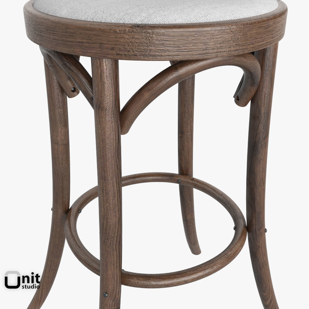 Madeleine Fabric Stool by Restoration Hadrware 3D model_4