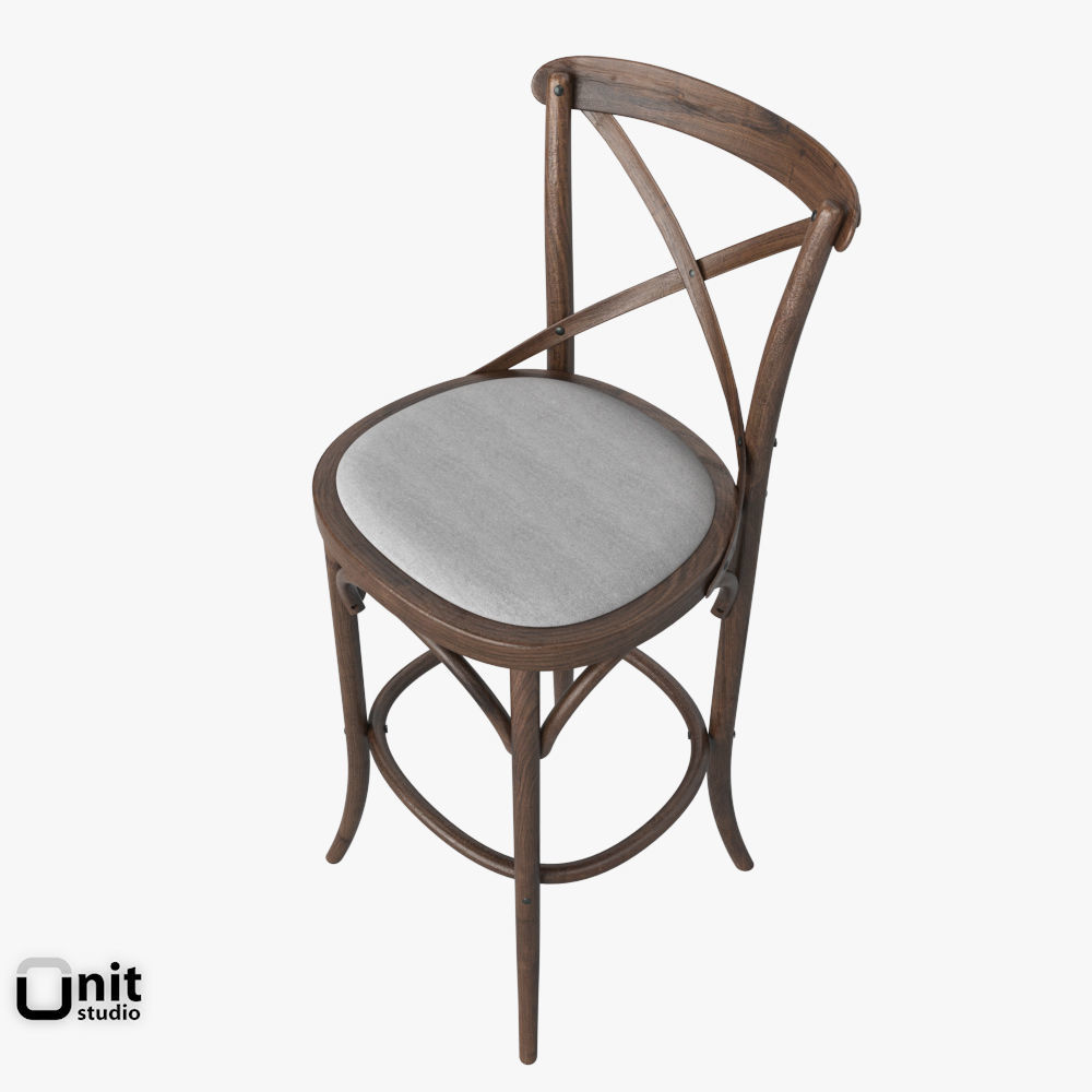 Madeleine Armless Stool by Restoration Hardware 3D model CGTrader