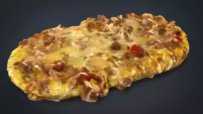 PIZZA with cheese and bacon Low-poly 3D model