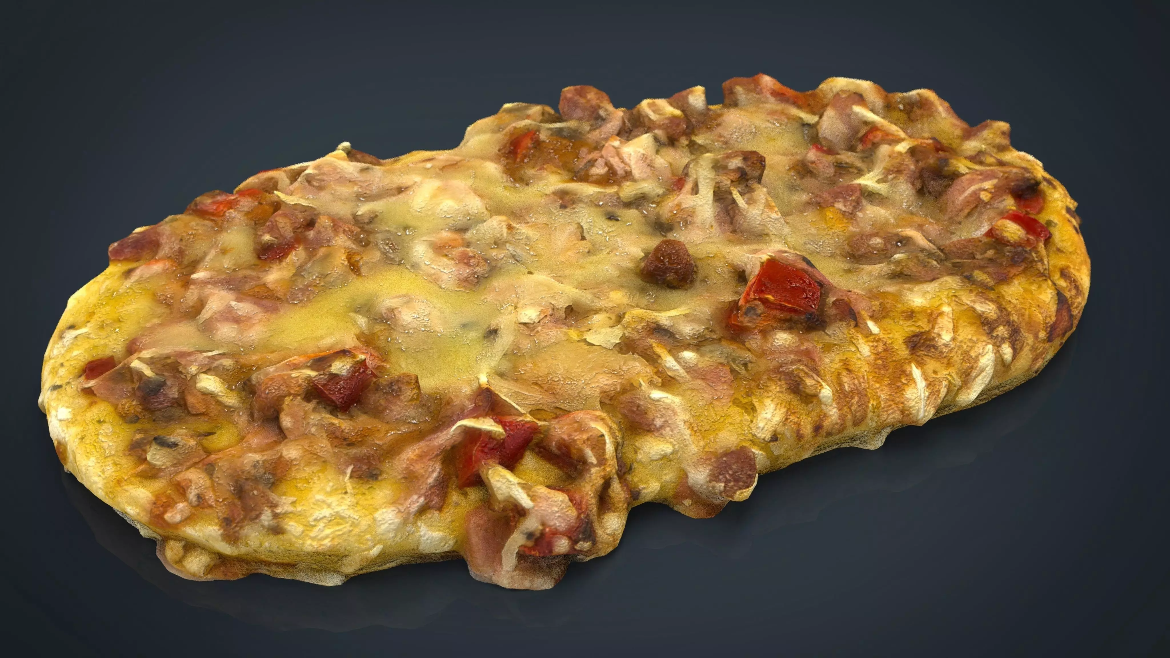 PIZZA with cheese and bacon Low-poly 3D model