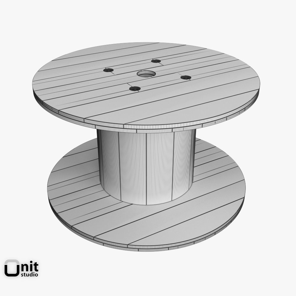 Wooden Reel 3D model_4