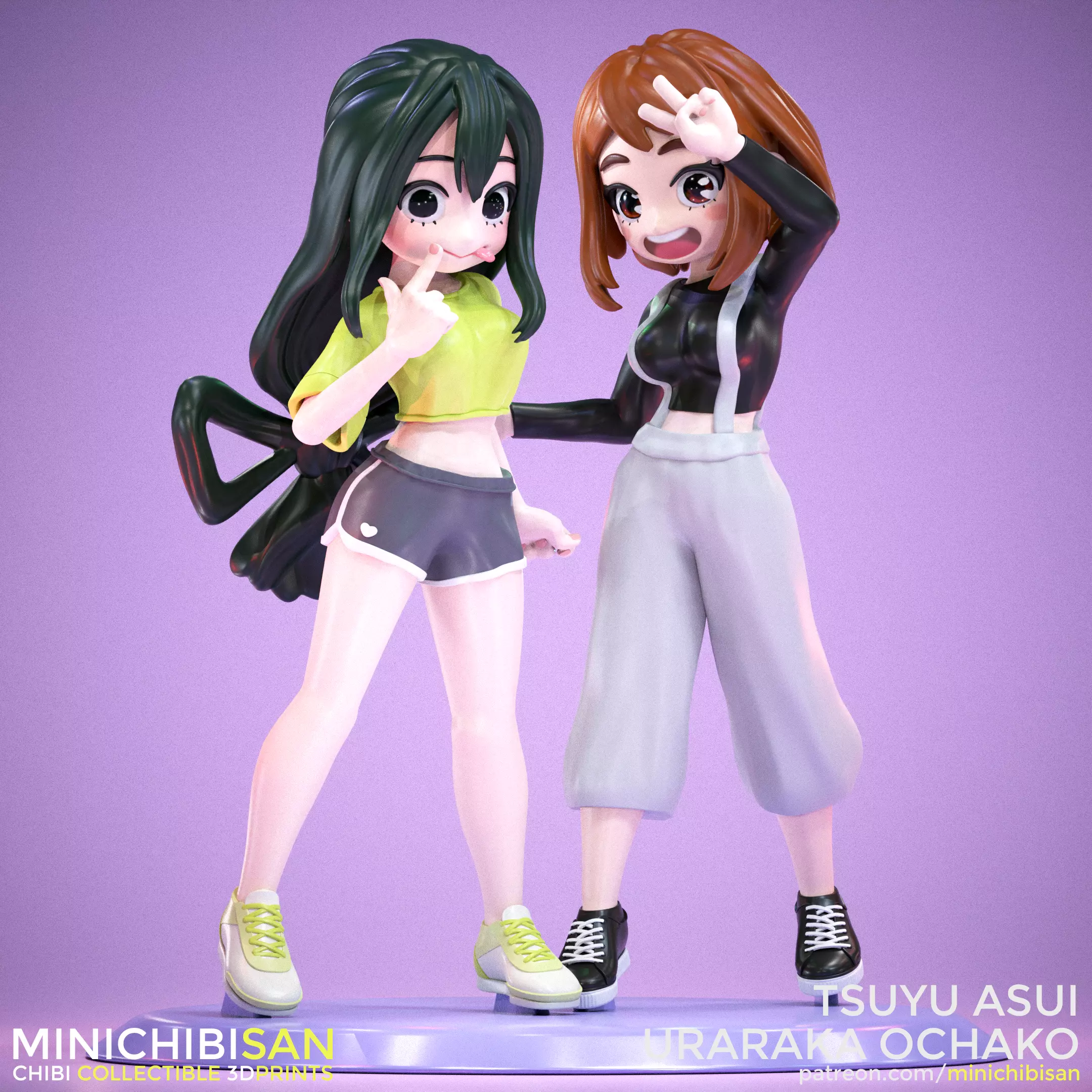 Tsuyu Asui and Uraraka Ochako - Besties on a Happy Break - MHA 3D print model