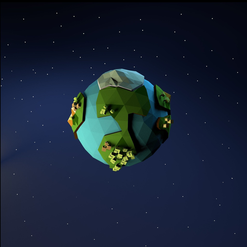 Low Poly Earth in polygons Low-poly 3D model