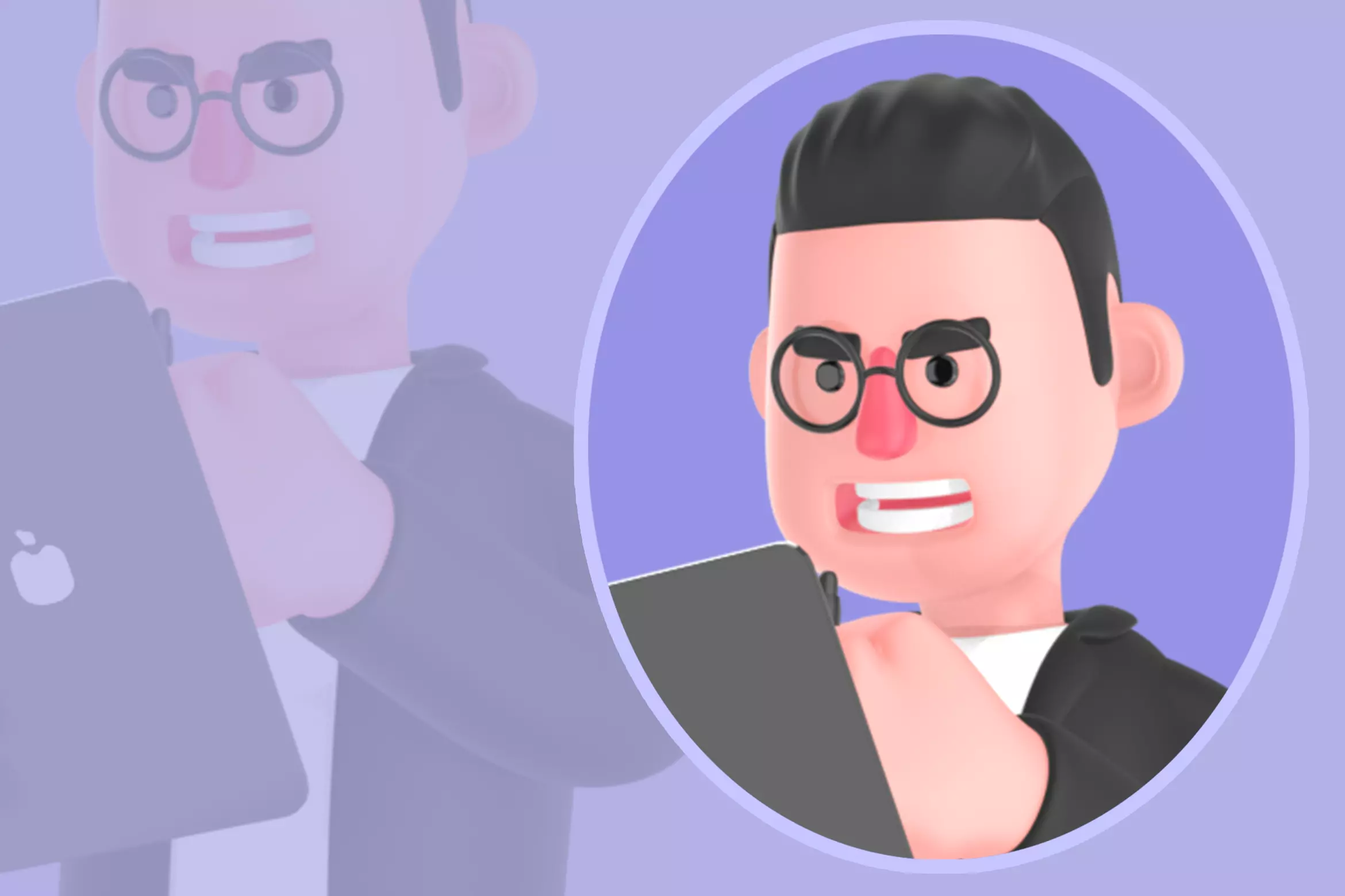 Stylized 3D Male Editor Character - Cartoon Angry Tablet User 3D model