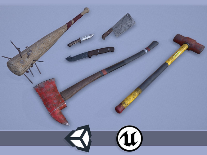 Apocalyptic Melee Weapons - PBR and Game Ready Low-poly 3D model