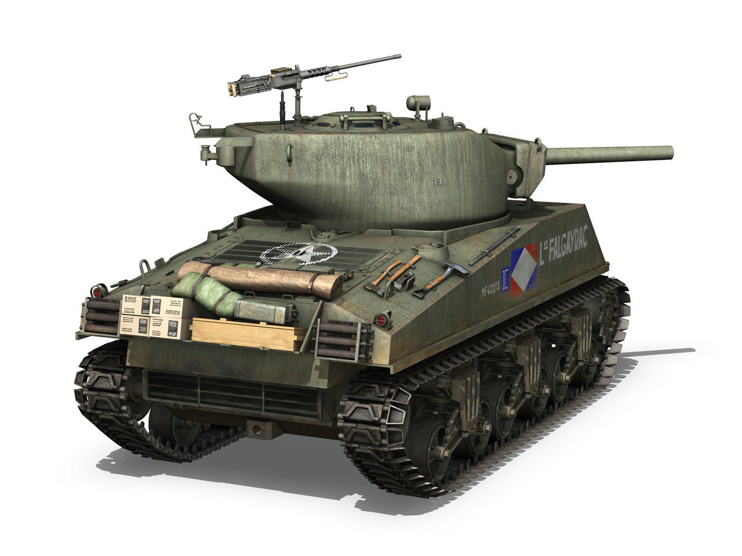 M4A3E2 - Sherman Jumbo - Lt Falgayrac 3D model_2