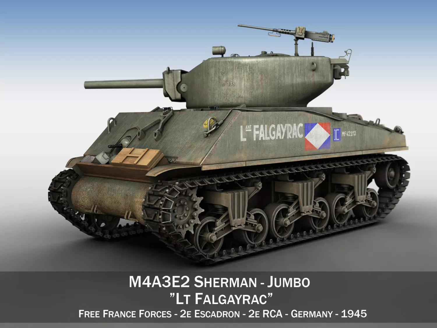 M4A3E2 - Sherman Jumbo - Lt Falgayrac 3D model_0