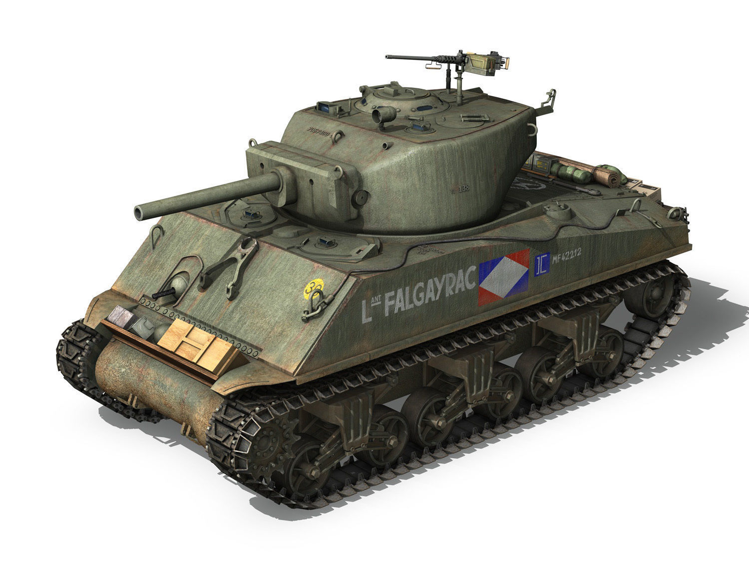 M4A3E2 - Sherman Jumbo - Lt Falgayrac 3D model_7