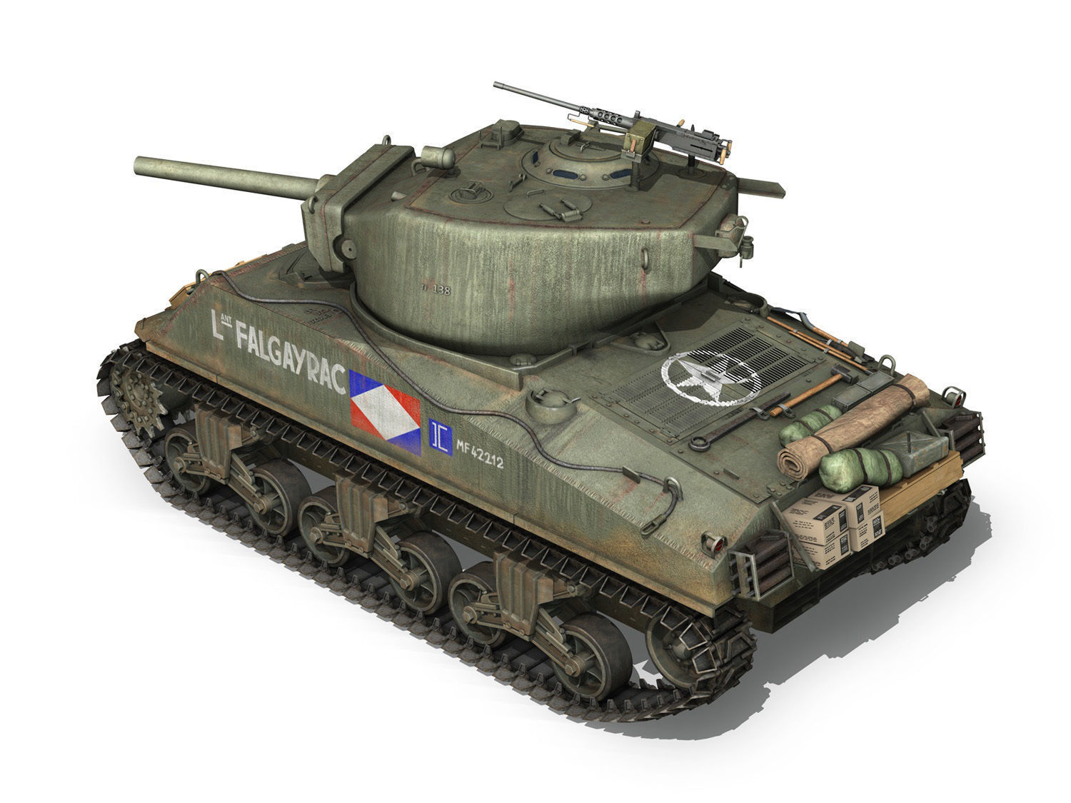 M4A3E2 - Sherman Jumbo - Lt Falgayrac 3D model_4