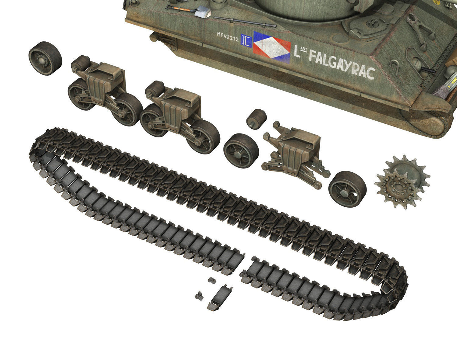 M4A3E2 - Sherman Jumbo - Lt Falgayrac 3D model_9