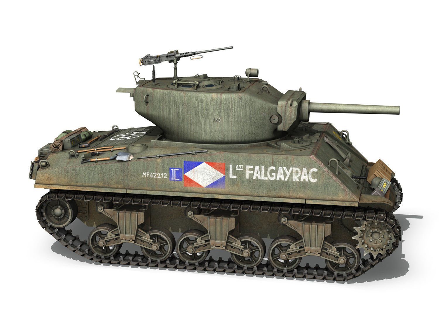 M4A3E2 - Sherman Jumbo - Lt Falgayrac 3D model_5
