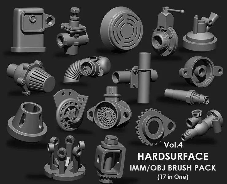 Hardsurface IMM Brush Pack 17 in One vol 4 3D model