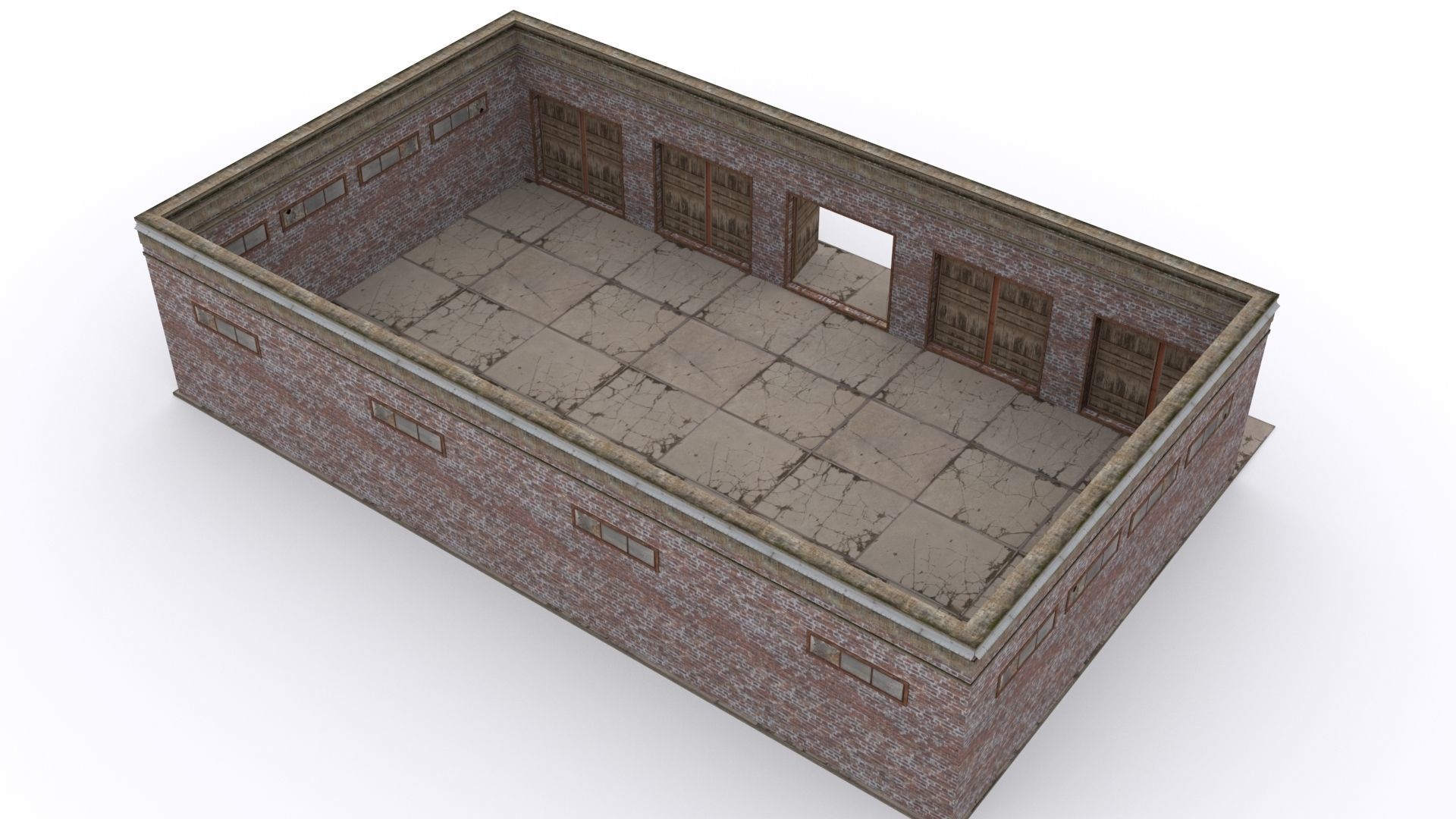 Garage brick building Low-poly 3D model_5