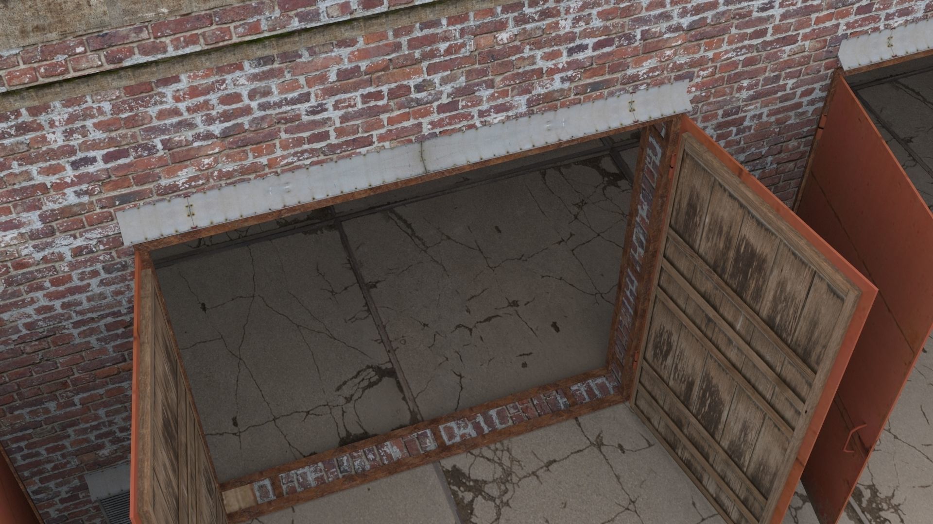 Garage brick building Low-poly 3D model_6