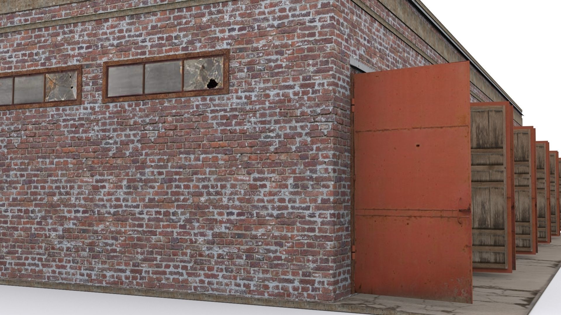 Garage brick building Low-poly 3D model_7