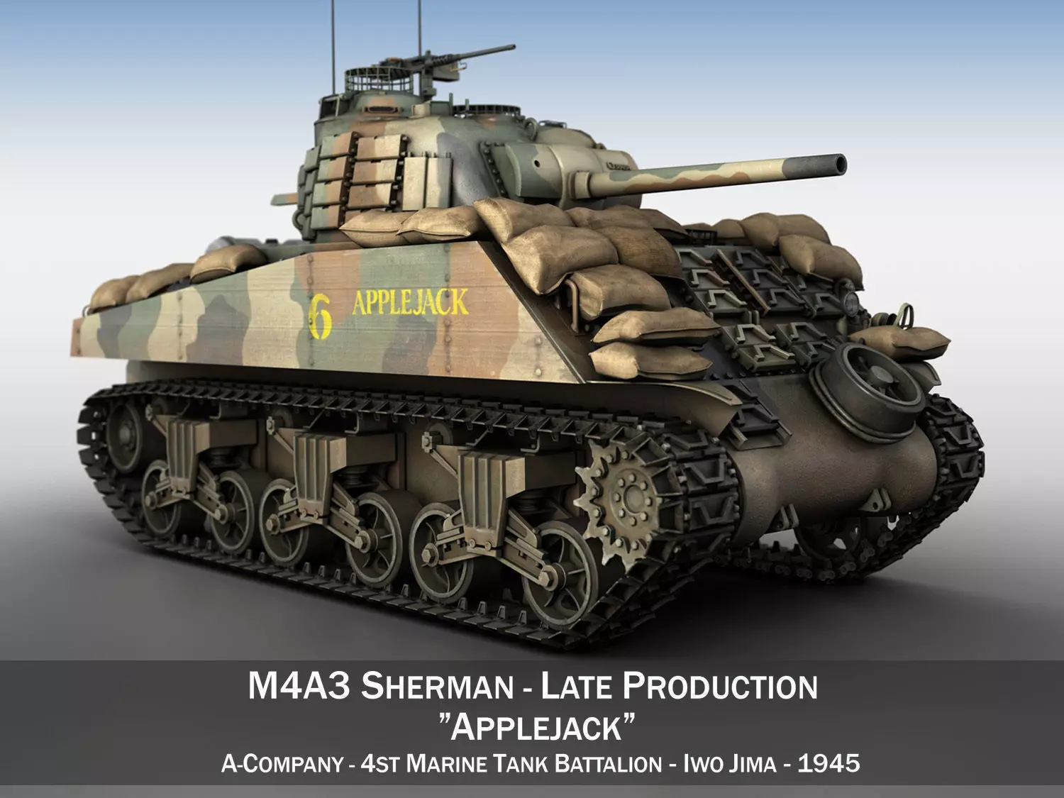 M4A3 Sherman - Applejack 3D model_0